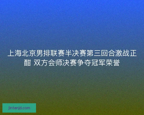 上海北京男排联赛半决赛第三回合激战正酣 双方会师决赛争夺冠军荣誉